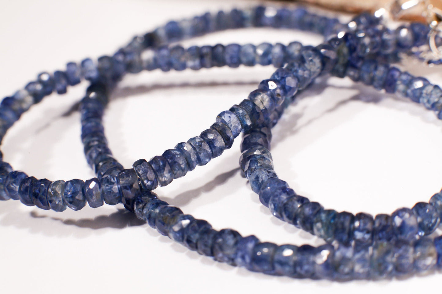 Natural Blue Kyanite AAA Faceted 3.5-4mm Rondelle Gemstone Handmade Necklace in 925 Sterling Silver Necklace, 14&quot; to 40&quot; Men,Women Necklace