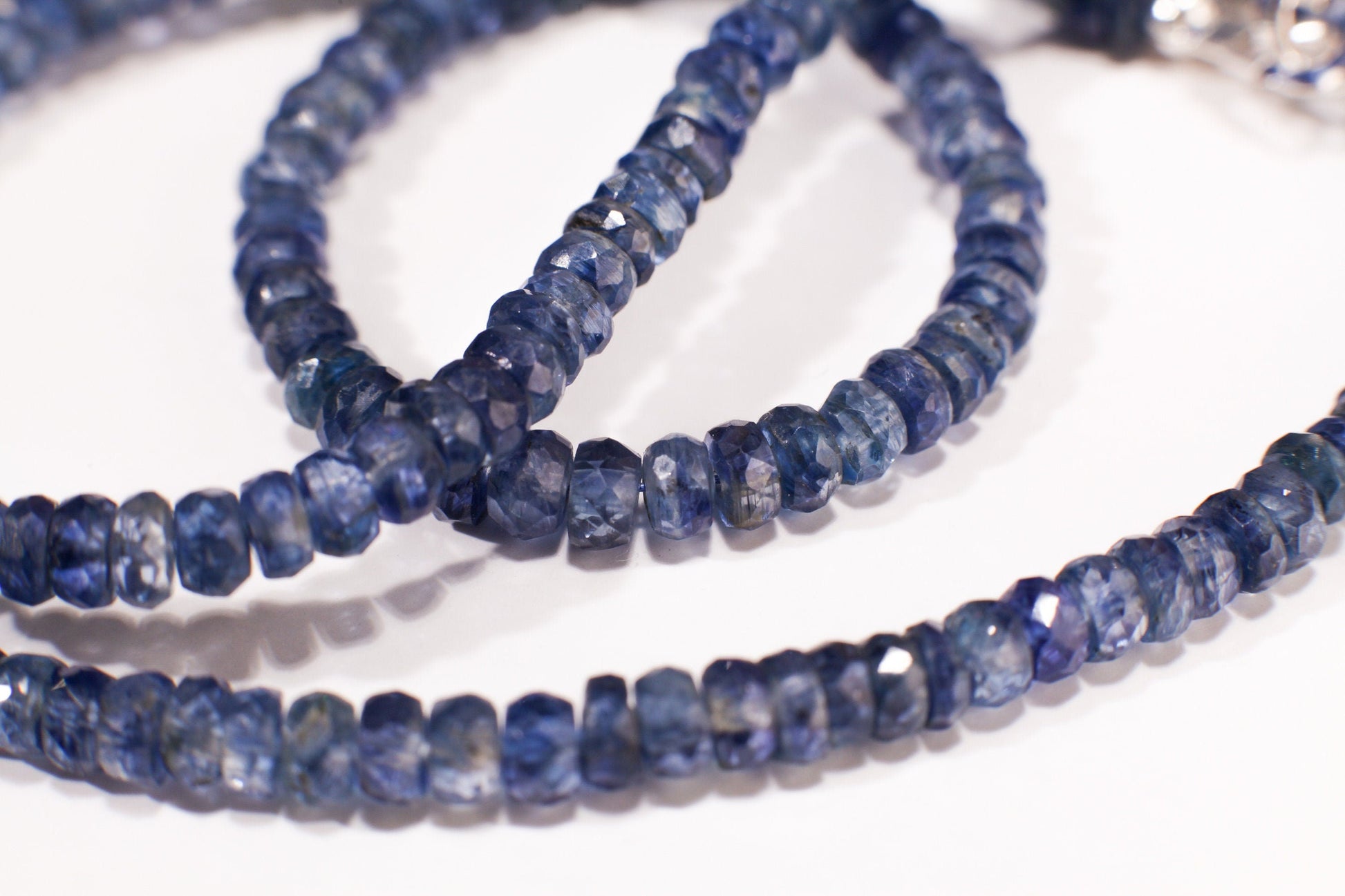 Natural Blue Kyanite AAA Faceted 3.5-4mm Rondelle Gemstone Handmade Necklace in 925 Sterling Silver Necklace, 14" to 40" Men,Women Necklace