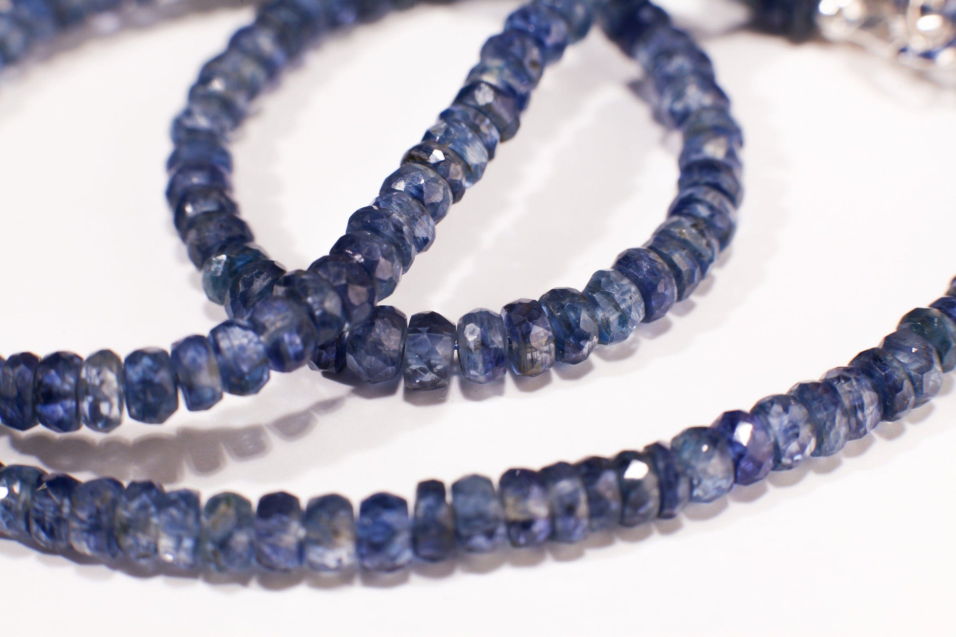 Natural Blue Kyanite AAA Faceted 3.5-4mm Rondelle Gemstone Handmade Necklace in 925 Sterling Silver Necklace, 14&quot; to 40&quot; Men,Women Necklace