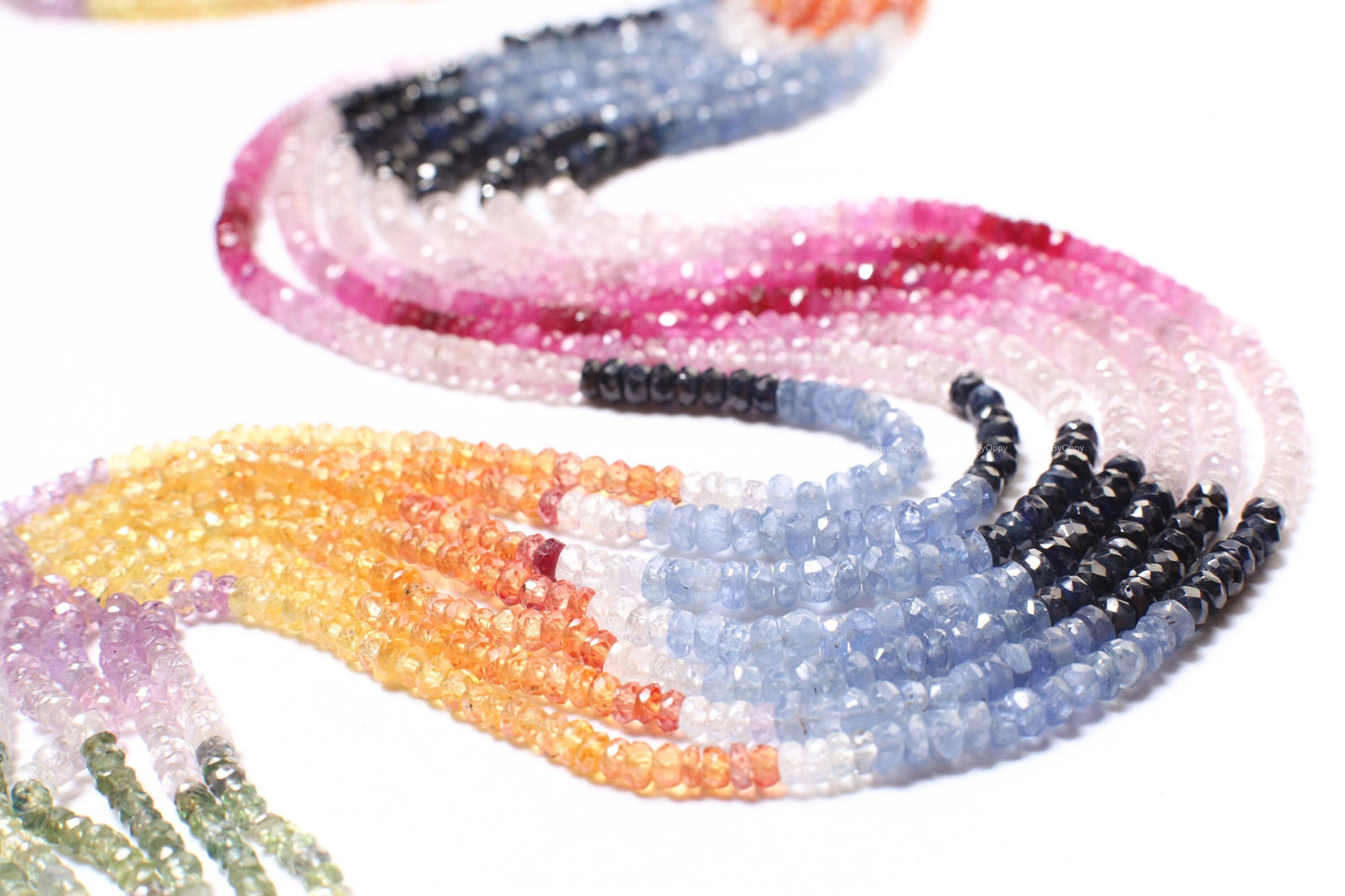 Multi Sapphire Faceted 3-3.5mm Rondelle, High Quality AAA Natural Gemstone DIY Jewelry Making Beads 8", 16" Strand