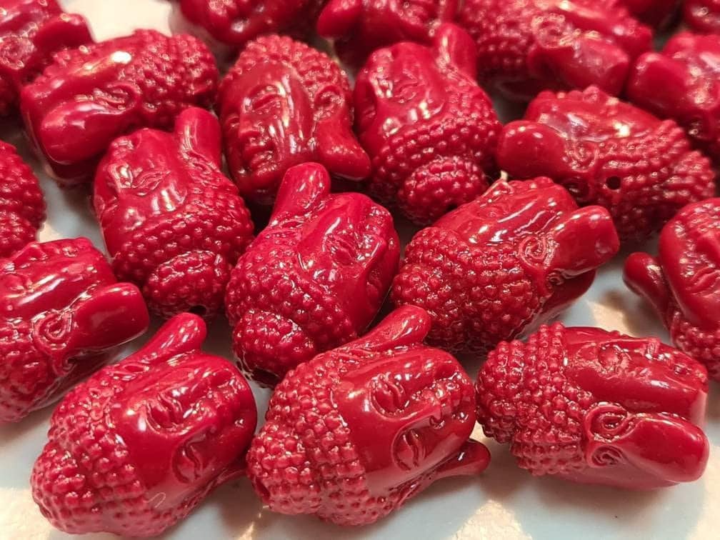 2,4 pcs Buddha Goddess of Mercy Quan Yin Bead, 13x18mm Red Buddha Beads, Jewelry Making Beads, DIY Necklace Focal Beads