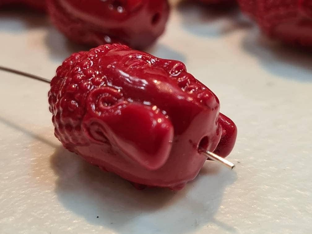 2,4 pcs Buddha Goddess of Mercy Quan Yin Bead, 13x18mm Red Buddha Beads, Jewelry Making Beads, DIY Necklace Focal Beads
