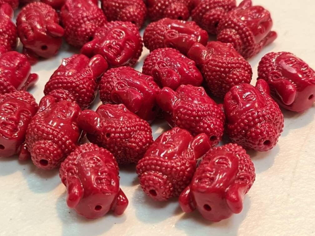 2,4 pcs Buddha Goddess of Mercy Quan Yin Bead, 13x18mm Red Buddha Beads, Jewelry Making Beads, DIY Necklace Focal Beads