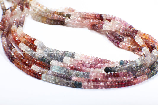 Multi Spinel Rondelle, Natural Multi spinel Shaded AAA Micro cut Faceted Roundel 3.5-4.5mm Jewelry Making Gemstone Beads 6&quot;, 12&quot; or bulk