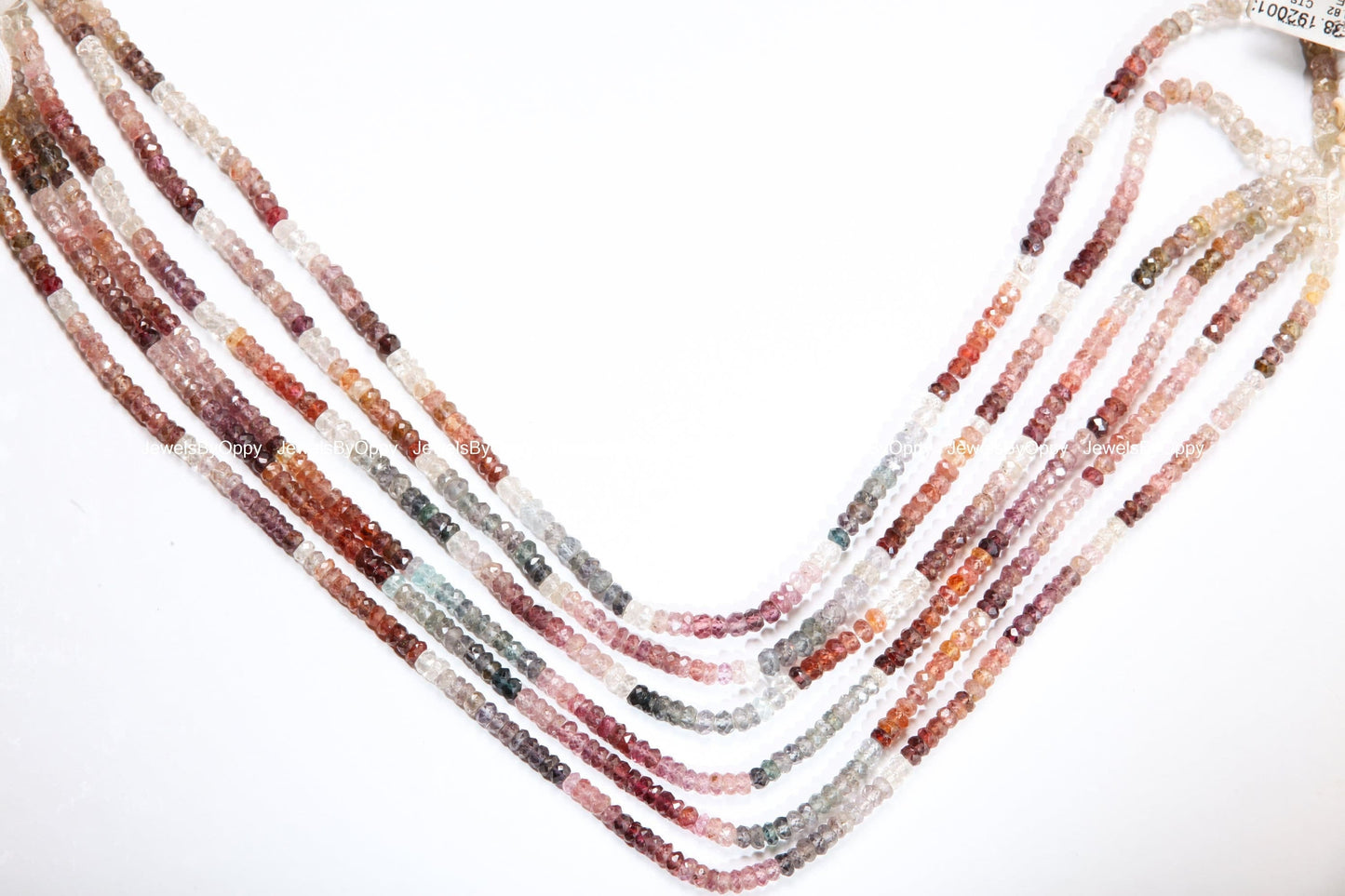 Multi Spinel Rondelle, Natural Multi spinel Shaded AAA Micro cut Faceted Roundel 3.5-4.5mm Jewelry Making Gemstone Beads 6&quot;, 12&quot; or bulk