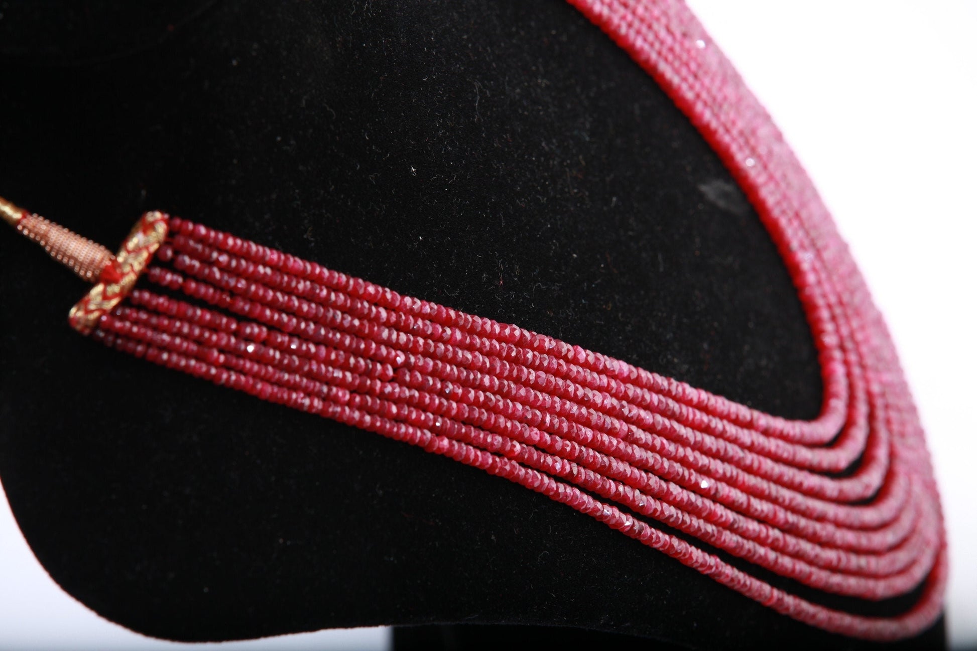 AAA Natural Ruby Gemstones 3-4mm Multi Strand, 5, 7, 8, 9, 10 Line Layer Necklace Adjustable thread to 24" Long, Precious Gift for her.