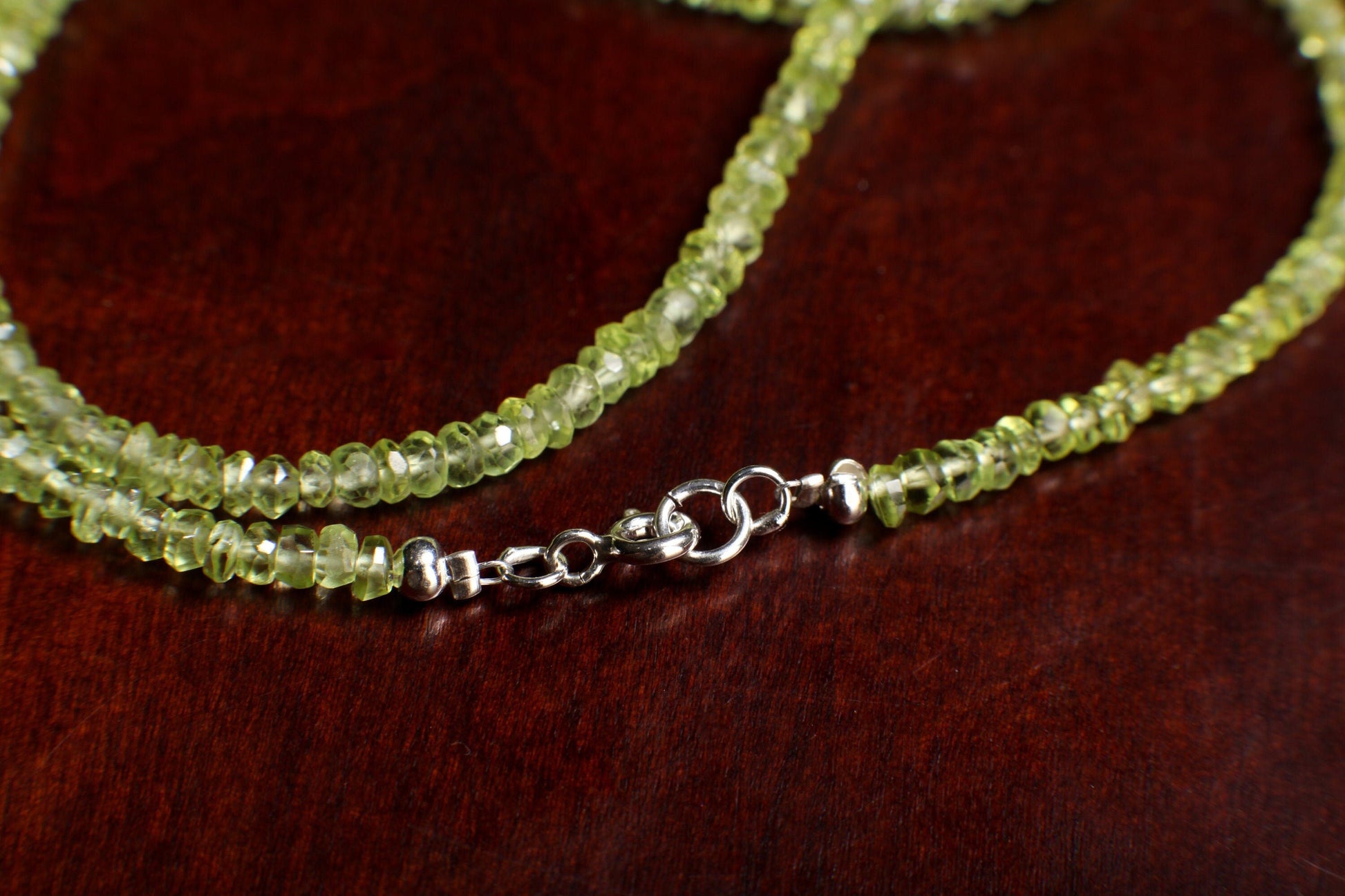 Peridot Faceted 3.5mm Rondelle Choker Necklace in 925 Sterling Silver, natural peridot AAA quality, green Birthday, Woman gifts