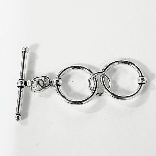 925 Sterling Silver Bali Toggle 14mm Clasp 2 Ring Adjustable Toggle. 1 set. Necklace, Bracelet, Jewelry Making Supply