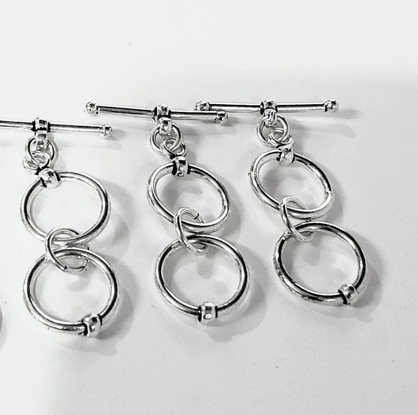 925 Sterling Silver Bali Toggle 14mm Clasp 2 Ring Adjustable Toggle. 1 set. Necklace, Bracelet, Jewelry Making Supply
