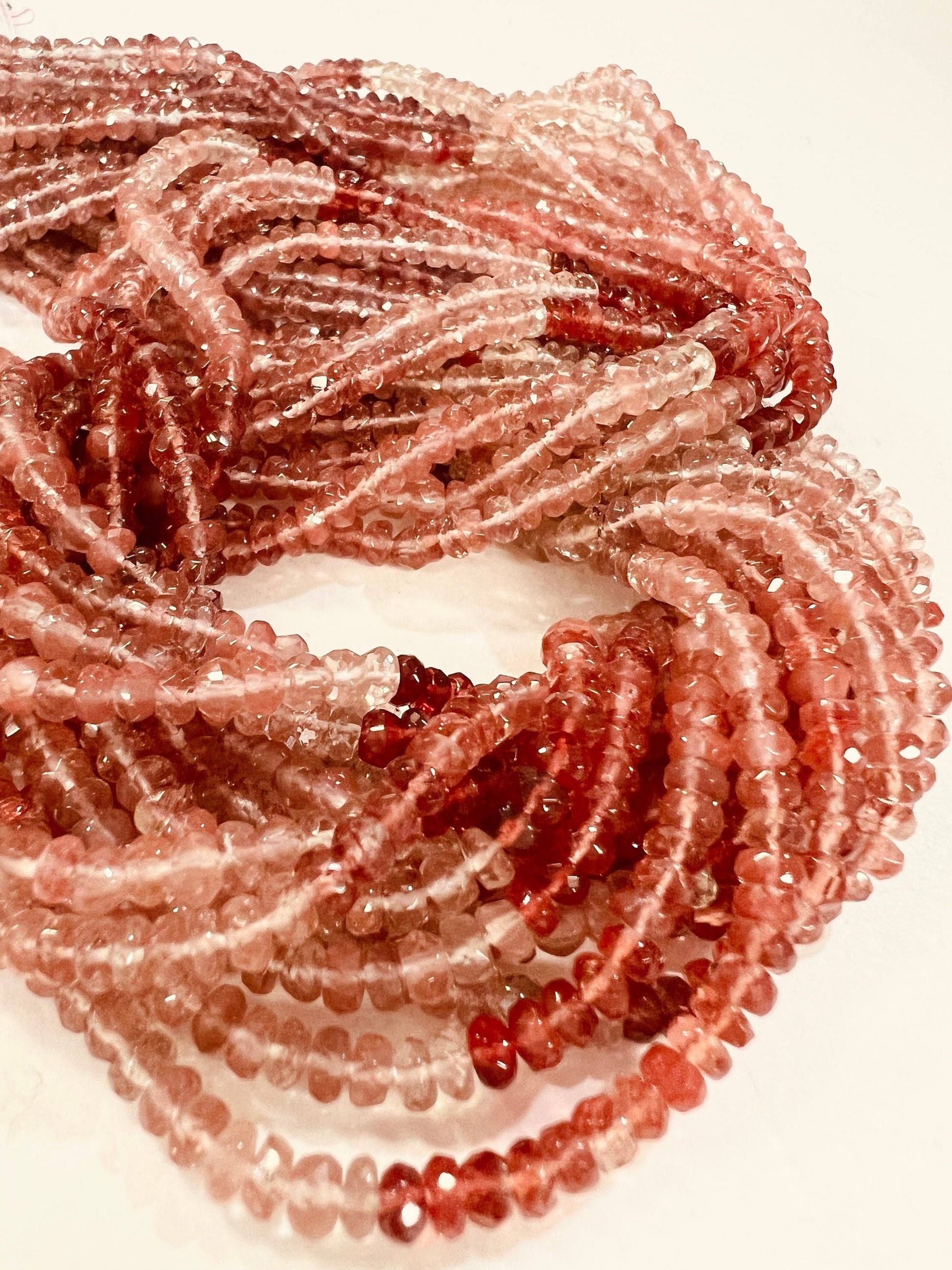 Natural Andesine, Red Labradorite 3-3.5, 3.5-4, 4-4.5mm faceted Roundel , AAA Quality jewelry making Beads, 6&quot;, 12&quot; strand