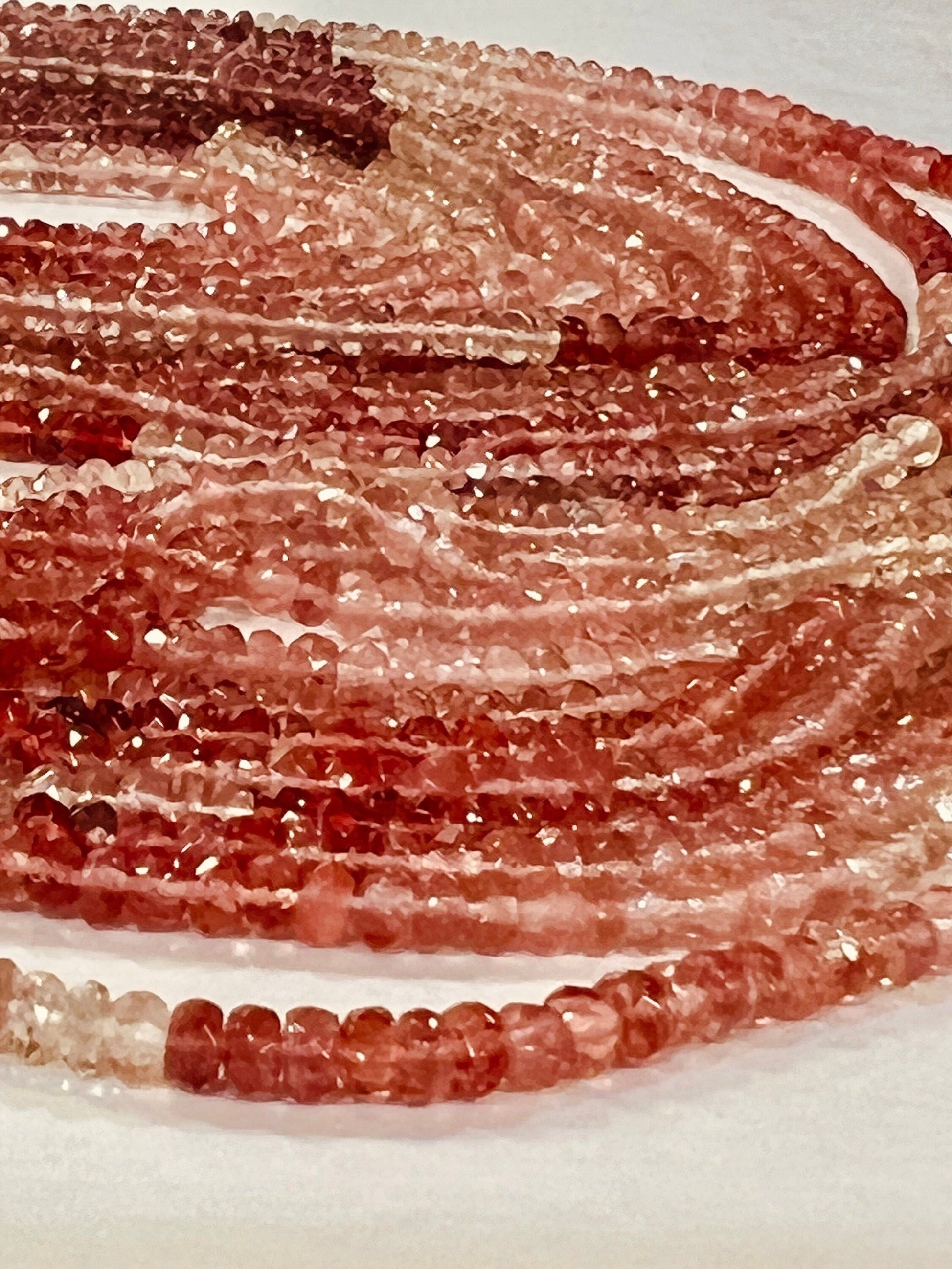 Natural Andesine, Red Labradorite 3-3.5, 3.5-4, 4-4.5mm faceted Roundel , AAA Quality jewelry making Beads, 6&quot;, 12&quot; strand