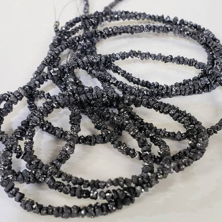 Natural Black Diamond Raw Uncut nugget bead, AAA Quality 2- 3mm Diamond Raw chips bead for Jewelry making 3&quot;, 6&quot; , 15&quot;