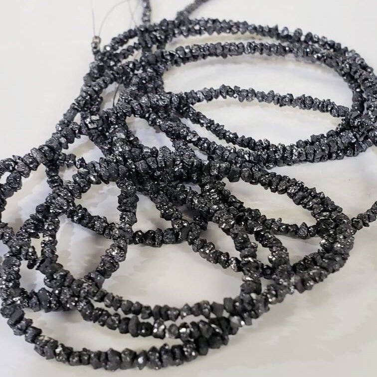 Natural Black Diamond Raw Uncut nugget bead, AAA Quality 2- 3mm Diamond Raw chips bead for Jewelry making 3", 6" , 15"