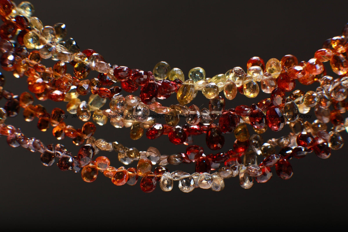 Natural Tundra Sapphire AAA 5-6.5mm Shaded Micro Faceted Diamond Cut Pear Drop Gemstone Beads Briolette 4", 9" Strand