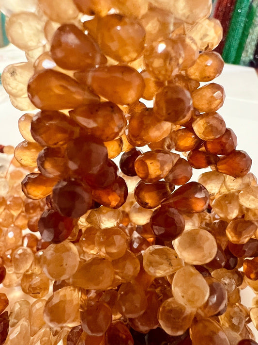 Natural Hessonite Garnet Shaded Faceted pear drop Briolette 5.5X7.5-8.5mm, Jewelry Making drop Gemstone, 39pcs , 78pcs (approx. 9&quot;)