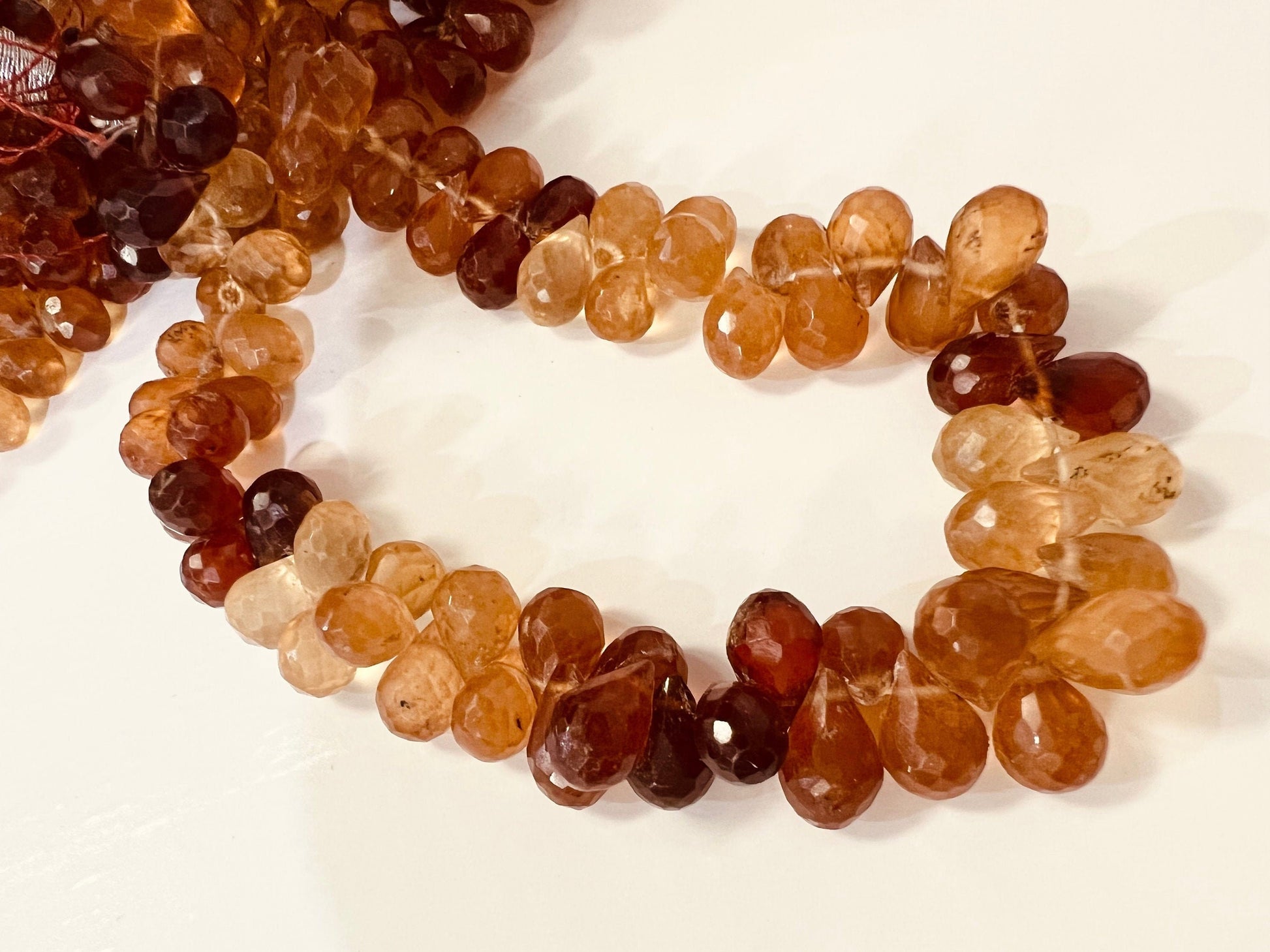 Natural Hessonite Garnet Shaded Faceted pear drop Briolette 5.5X7.5-8.5mm, Jewelry Making drop Gemstone, 39pcs , 78pcs (approx. 9&quot;)