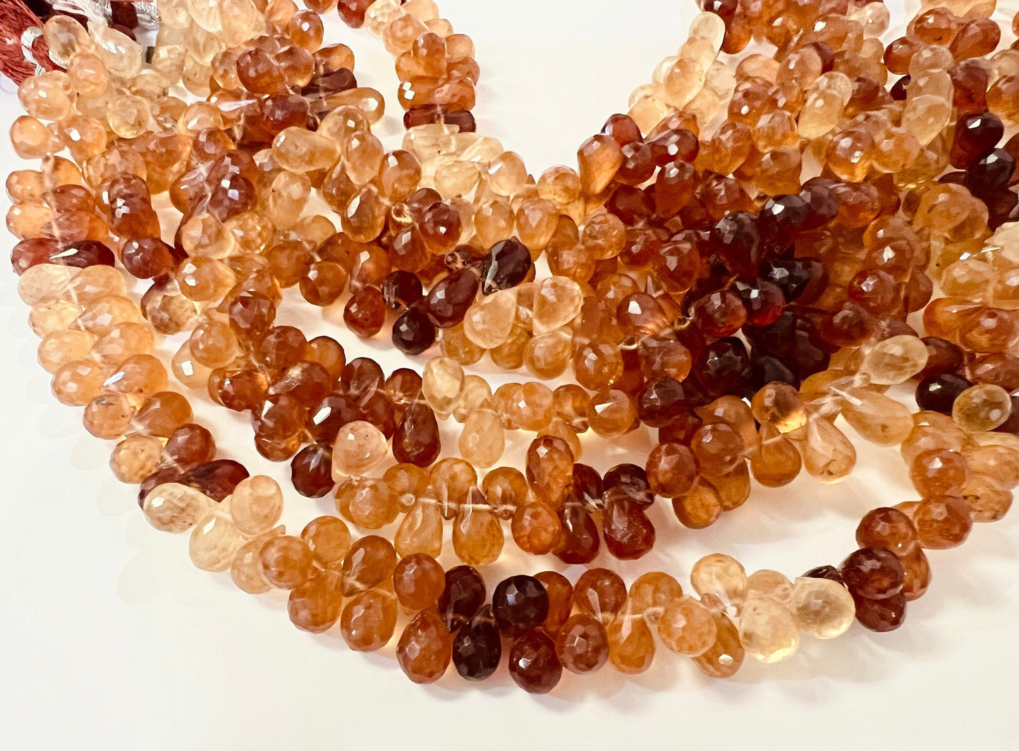 Natural Hessonite Garnet Shaded Faceted pear drop Briolette 5.5X7.5-8.5mm, Jewelry Making drop Gemstone, 39pcs , 78pcs (approx. 9&quot;)