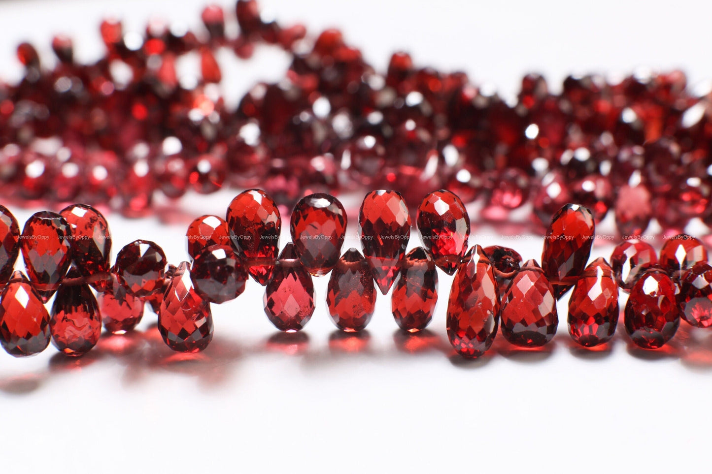 Mozambique Red Garnet AAA Micro Faceted 3.5x4.5-6x7.5mm Briolette Tear Drop, Jewelry Making Rich Dark Red, January Birthstone