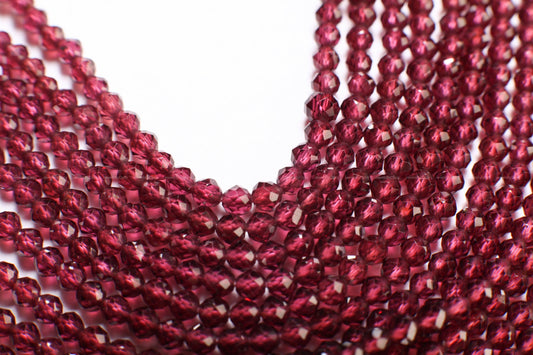 Rhodolite Garnet AAA Micro Faceted 3.5mm Round, Jewelry Making Rich Merlot color AAA quality Gemstone, Rare Mozambique Garnet 12.5&quot; Strand