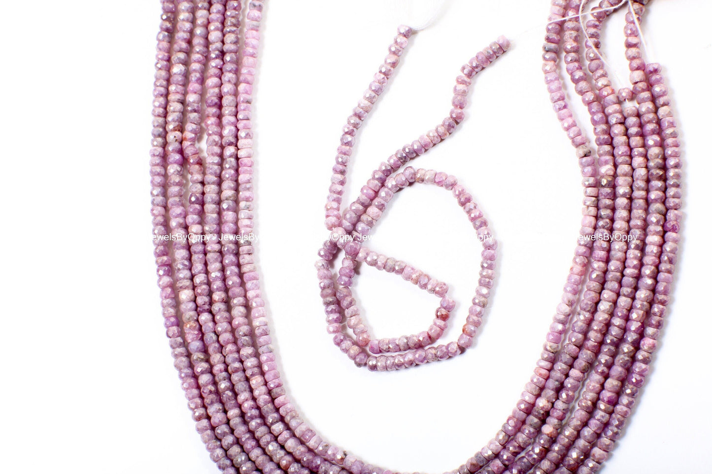 Pink Silverite Sapphire Rondelle, Rare Natural Pink Sapphire Faceted Roundel 2.5-6.5mm, Jewelry Making Gemstone Beads 3&quot;,6&quot;,13&quot; Strand