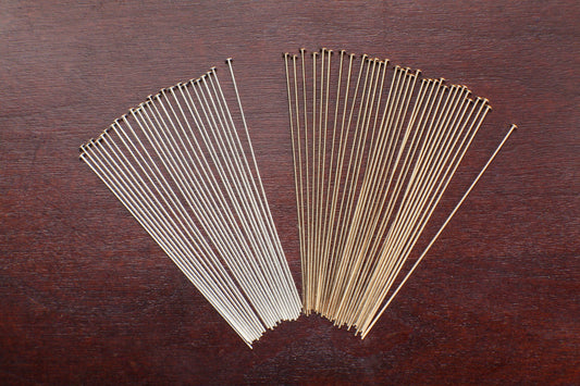 Flat Head Pin 2&quot; 24 Gauge, 925 Sterling Silver & 14K Gold Filled, DIY Jewelry Making Findings, Beading Supplies, Made in USA