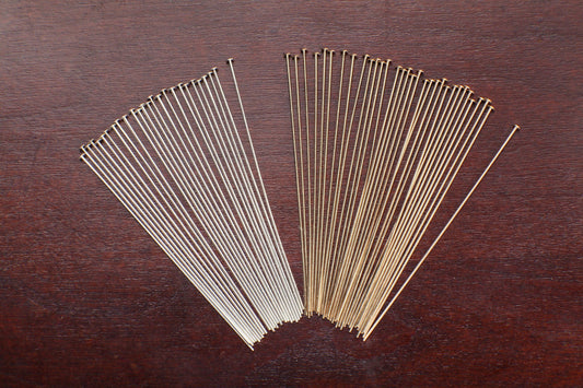 Flat Head Pin 2" 24 Gauge, 925 Sterling Silver & 14K Gold Filled, DIY Jewelry Making Findings, Beading Supplies, Made in USA
