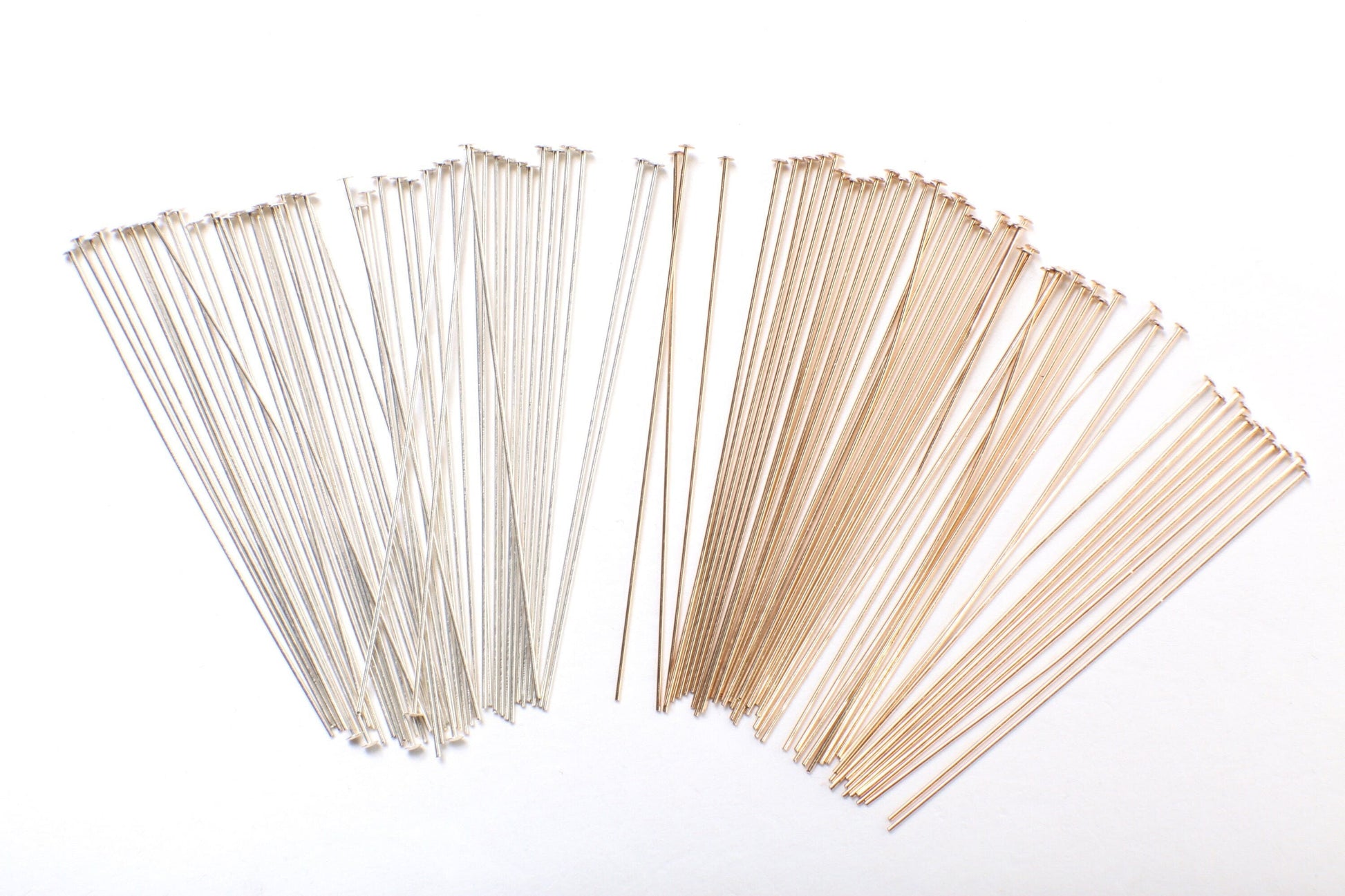 Flat Head Pin 2" 24 Gauge, 925 Sterling Silver & 14K Gold Filled, DIY Jewelry Making Findings, Beading Supplies, Made in USA