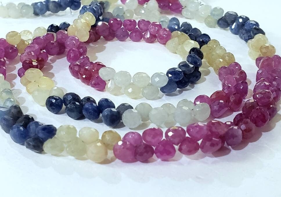 Multi Sapphire onion drop, Natural Multi Sapphire Micro Faceted drop 4-5, 5-6mm, 6-7mm Rare, DIY Jewelry Making Gemstone Bead, 30pcs 4Colors