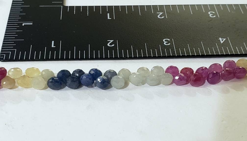Multi Sapphire onion drop, Natural Multi Sapphire Micro Faceted drop 4-5, 5-6mm, 6-7mm Rare, DIY Jewelry Making Gemstone Bead, 30pcs 4Colors
