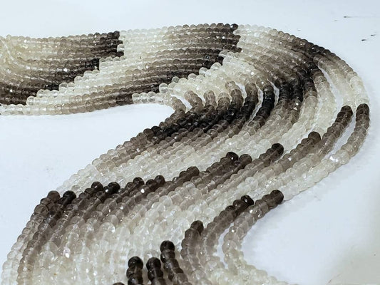 Natural Smokey Quartz Shaded 5mm Faceted roundel jewelry making bead 13" Strand.