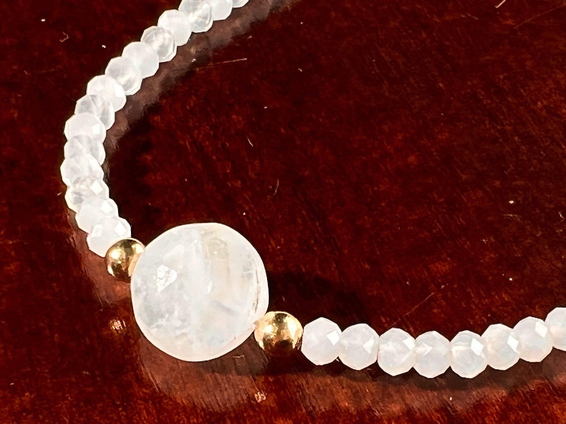 Moonstone Faceted 3- 3.5mm Rondelle with 10mm moonstone dime Front Choker layering Necklace in 14k Gold Filled ,Birthday, yoga ,healing