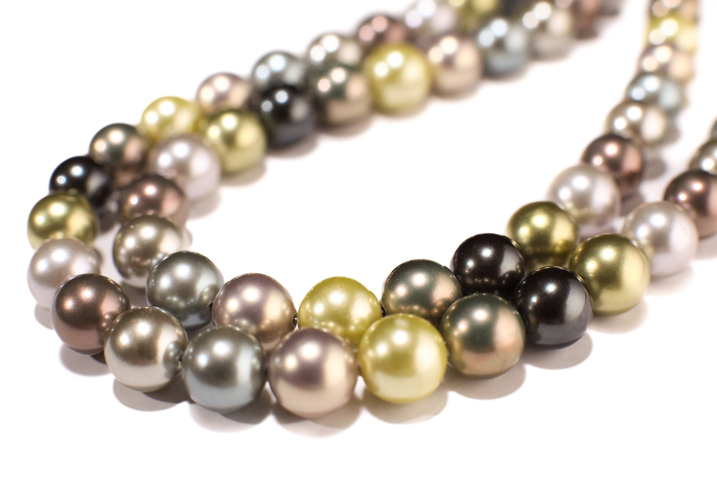 Double layered South Sea Shell Pearl 8mm multi color Statement Necklace with 2" Extender Necklace, Gift for Her 18”-24”