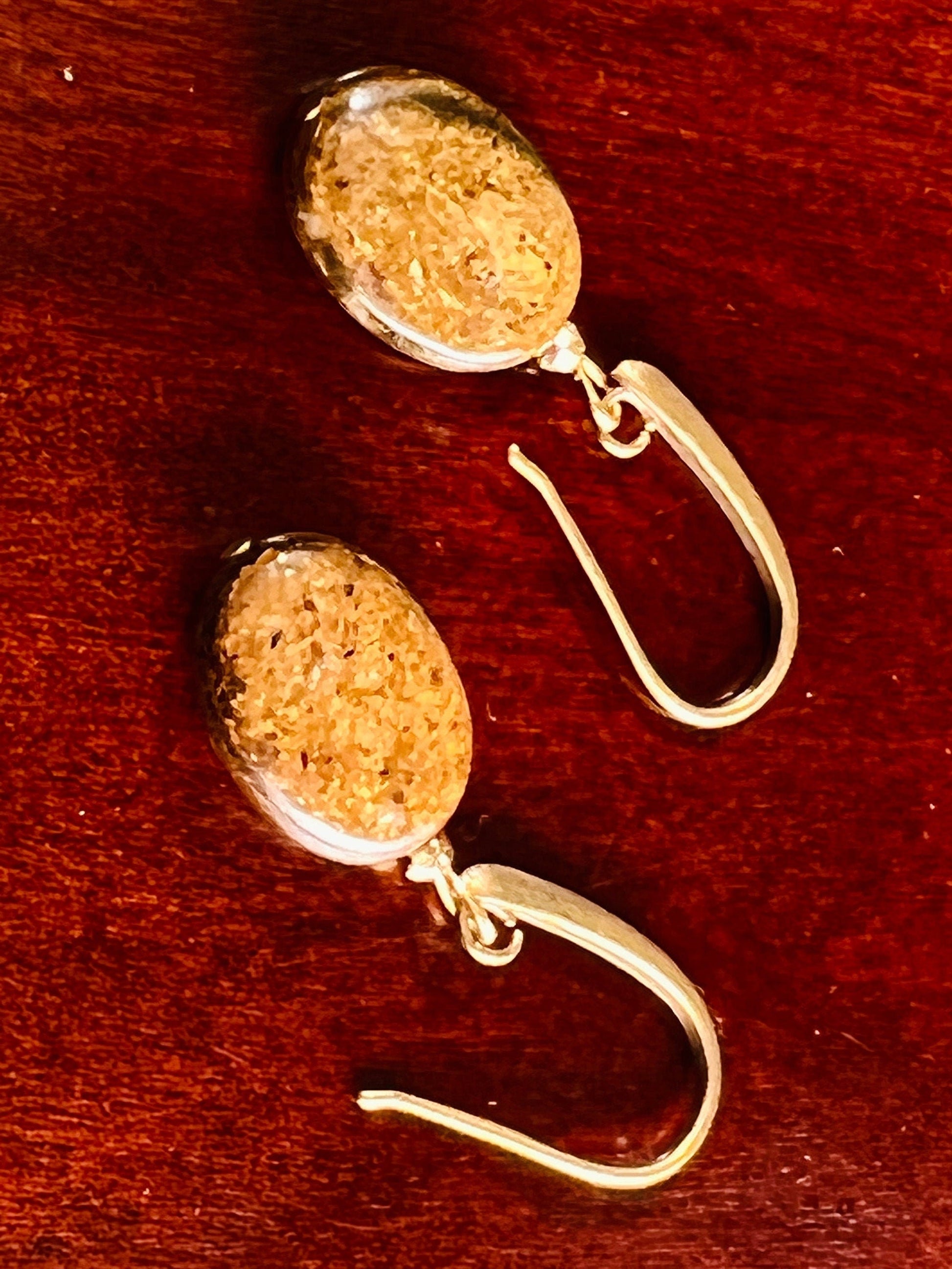 Natural Bronzite Oval 12x16mm Antique Bronze earring. Vintage style gift