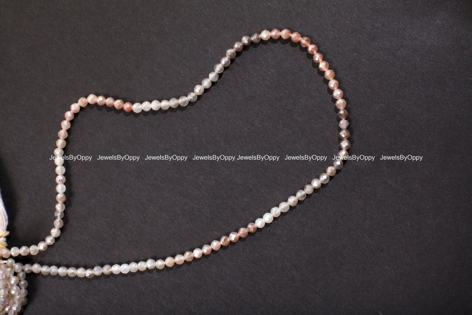 Natural Multi-Toned peach Moonstone Mystic Faceted 3mm Round Beads, DIY Jewelry Making Gemstone Beige Bracelet, Necklace 12.25”Strand,
