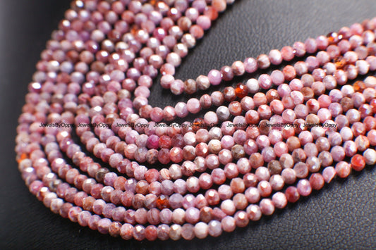 Pink Silverite Sapphire Rondelle, Natural Sapphire Faceted Roundel 2.5mm, Jewelry Making Earrings, Bracelet, Necklace Gemstone Beads 12.5&quot;