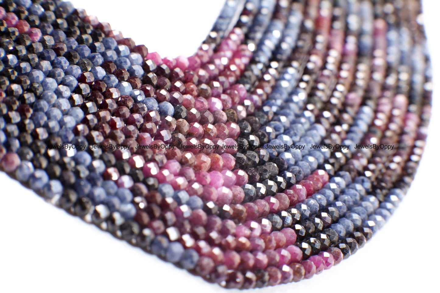 Multi Sapphire Rondelle, Natural 3mm pink Sapphire, blue Sapphire Faceted Roundel, wonder Sapphire Jewelry Making Beads in 12.75&quot; Strand