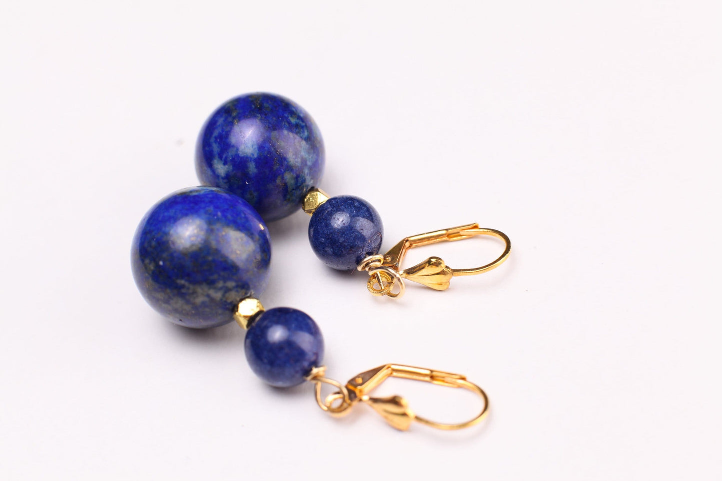 Natural Lapis Lazuli 18mm 2 Layer 18&quot; and 27&quot; Handmade Necklace, 7.5&quot; Bracelet, Matching Earrings Jewelry Set