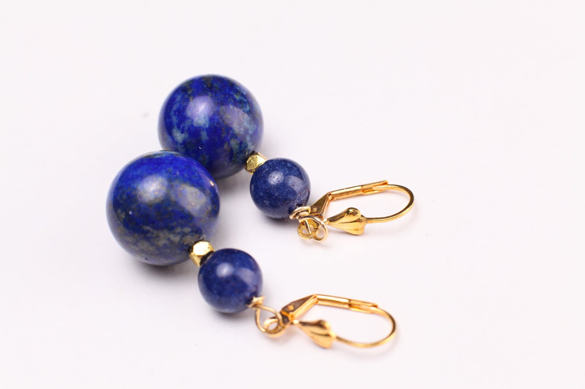 Natural Lapis Lazuli 18mm 2 Layer 18&quot; and 27&quot; Handmade Necklace, 7.5&quot; Bracelet, Matching Earrings Jewelry Set