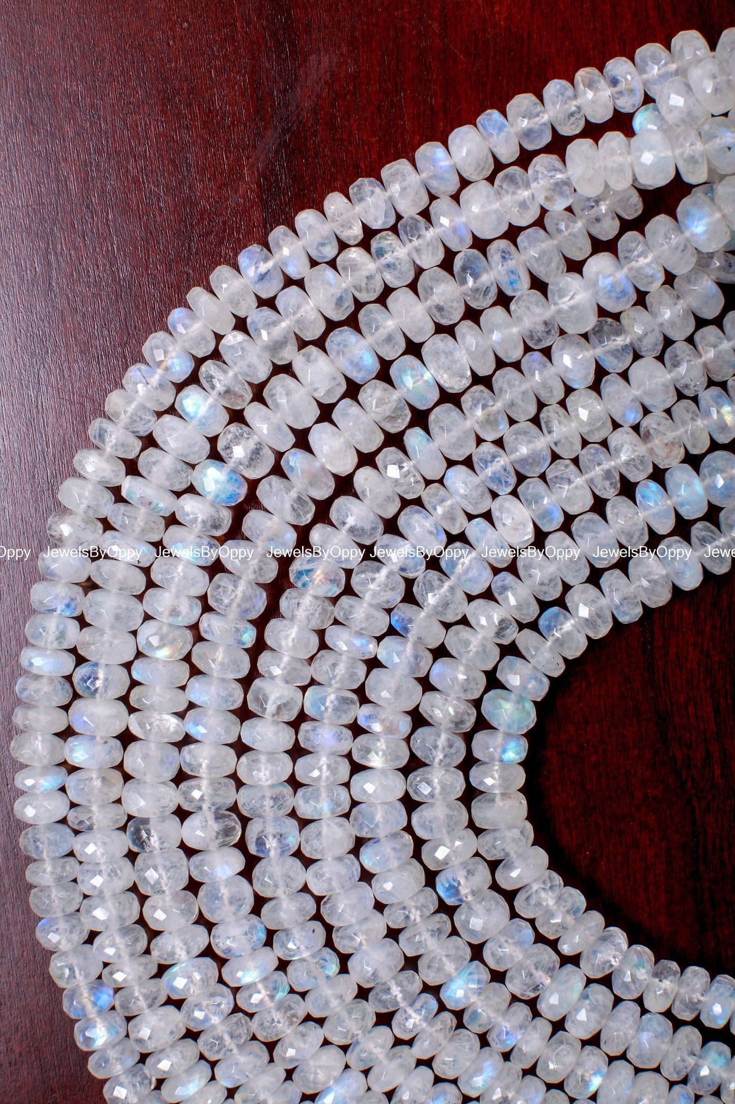 Rainbow Moonstone 6-10mm Faceted Rondelle AAA Gemstone, June Birthstone, Jewelry Making Beads, Natural Gemstone 8" Strand