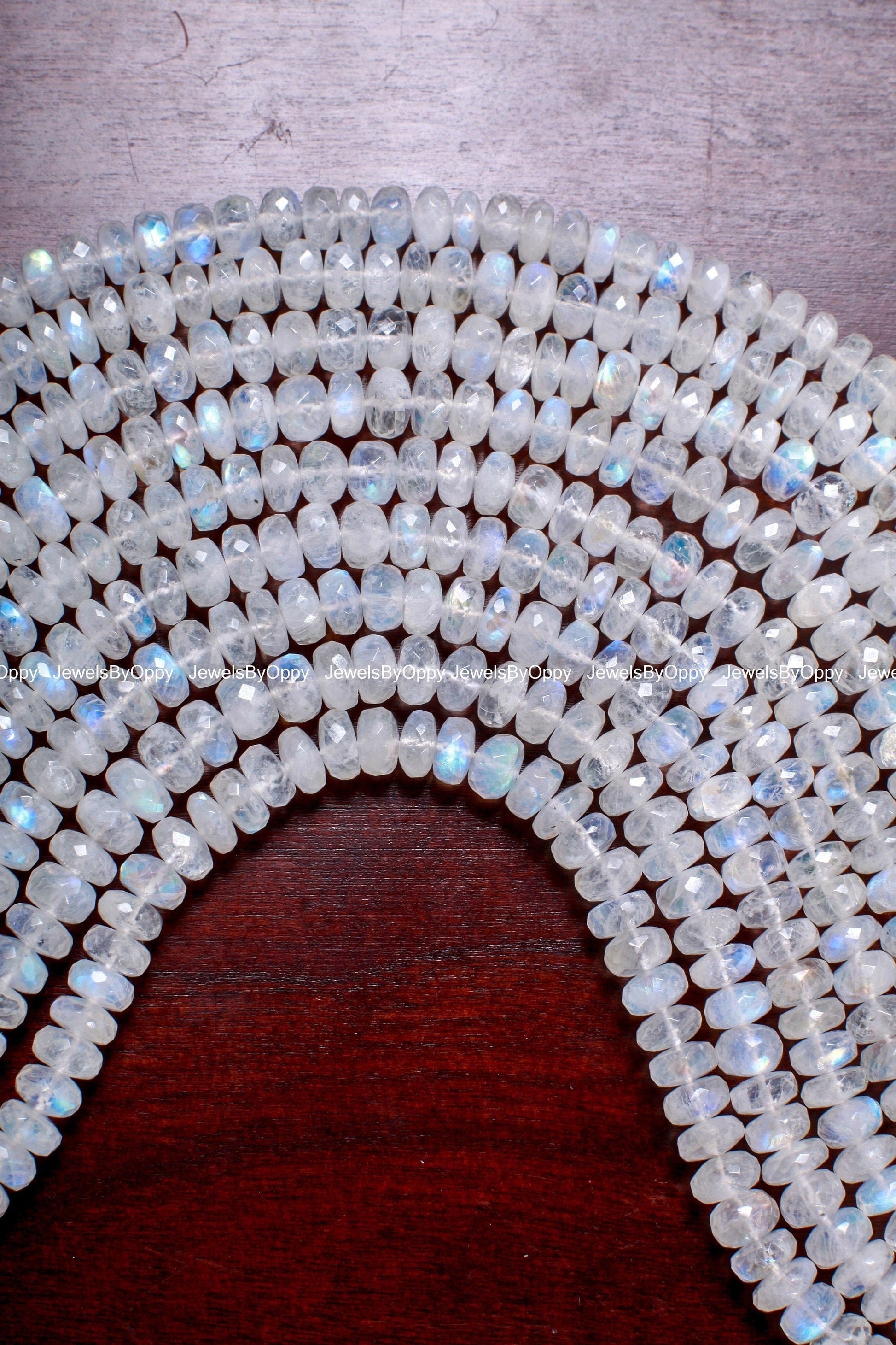 Rainbow Moonstone 6-10mm Faceted Rondelle AAA Gemstone, June Birthstone, Jewelry Making Beads, Natural Gemstone 8&quot; Strand