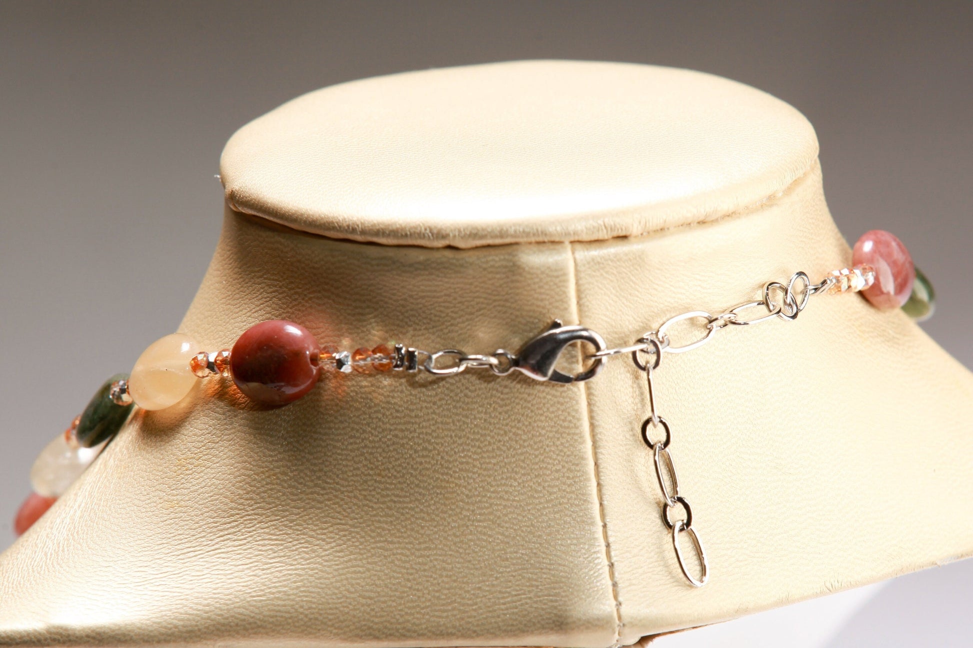 Natural Multi Rutilated Quartz Smooth AAA Oval, accent Peach Moonstone Pendant with Rhodium Clasp 18" Necklace with 2" Extension Chain
