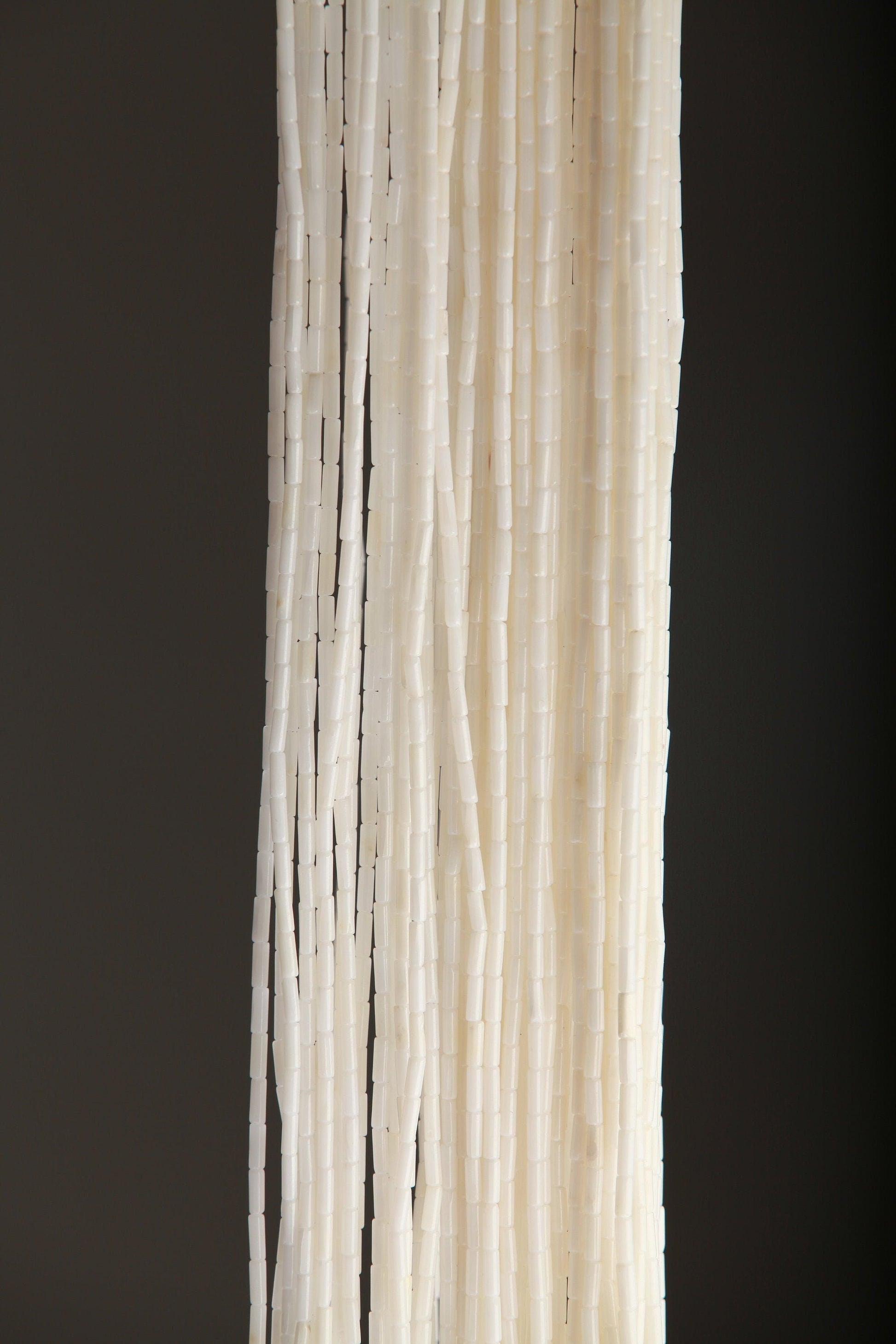 White Bamboo Coral 2x5mm Tube 16" Strand