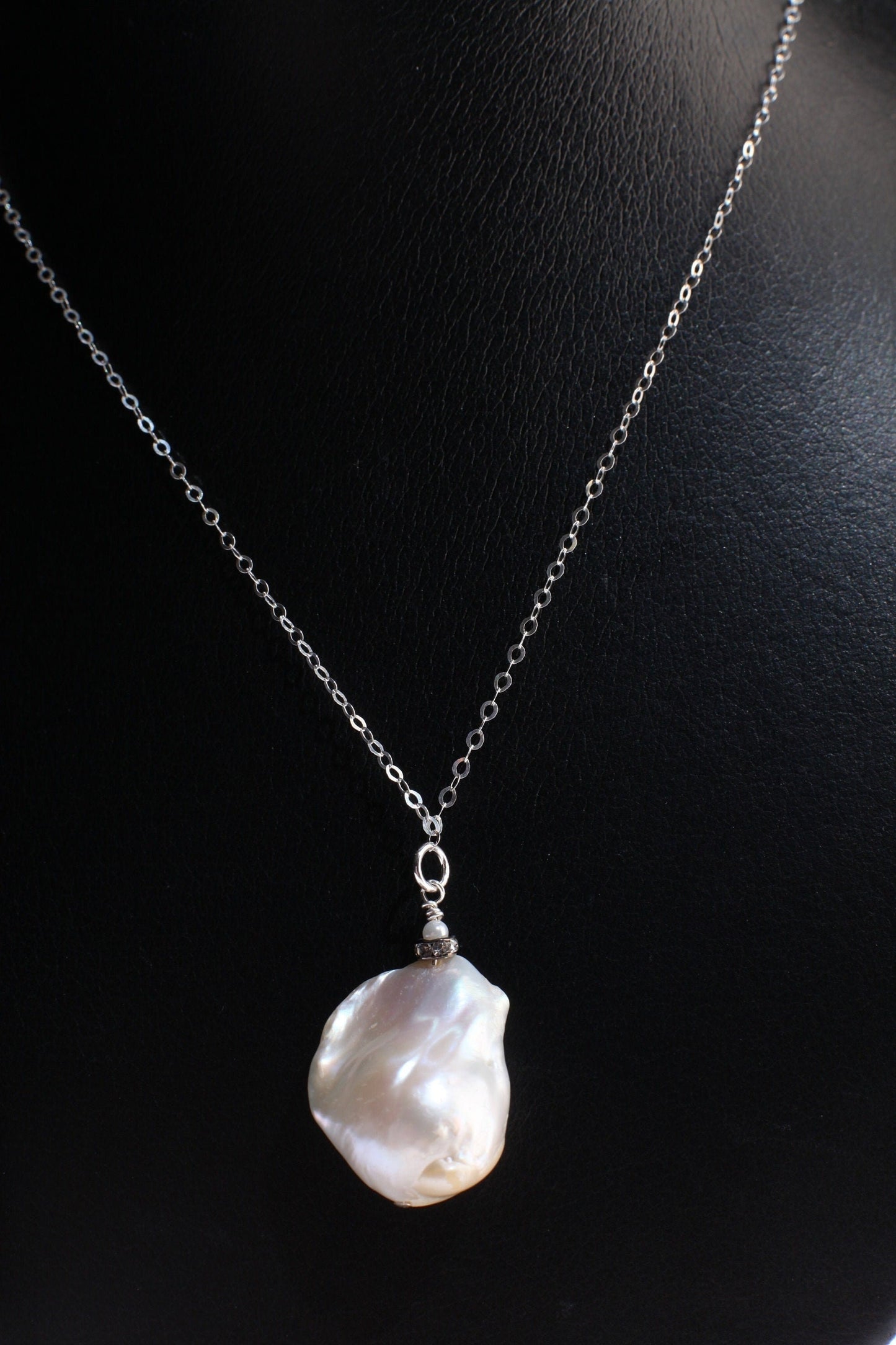 Genuine Freshwater Baroque Pearl with 925 Italian Sterling Silver Necklace