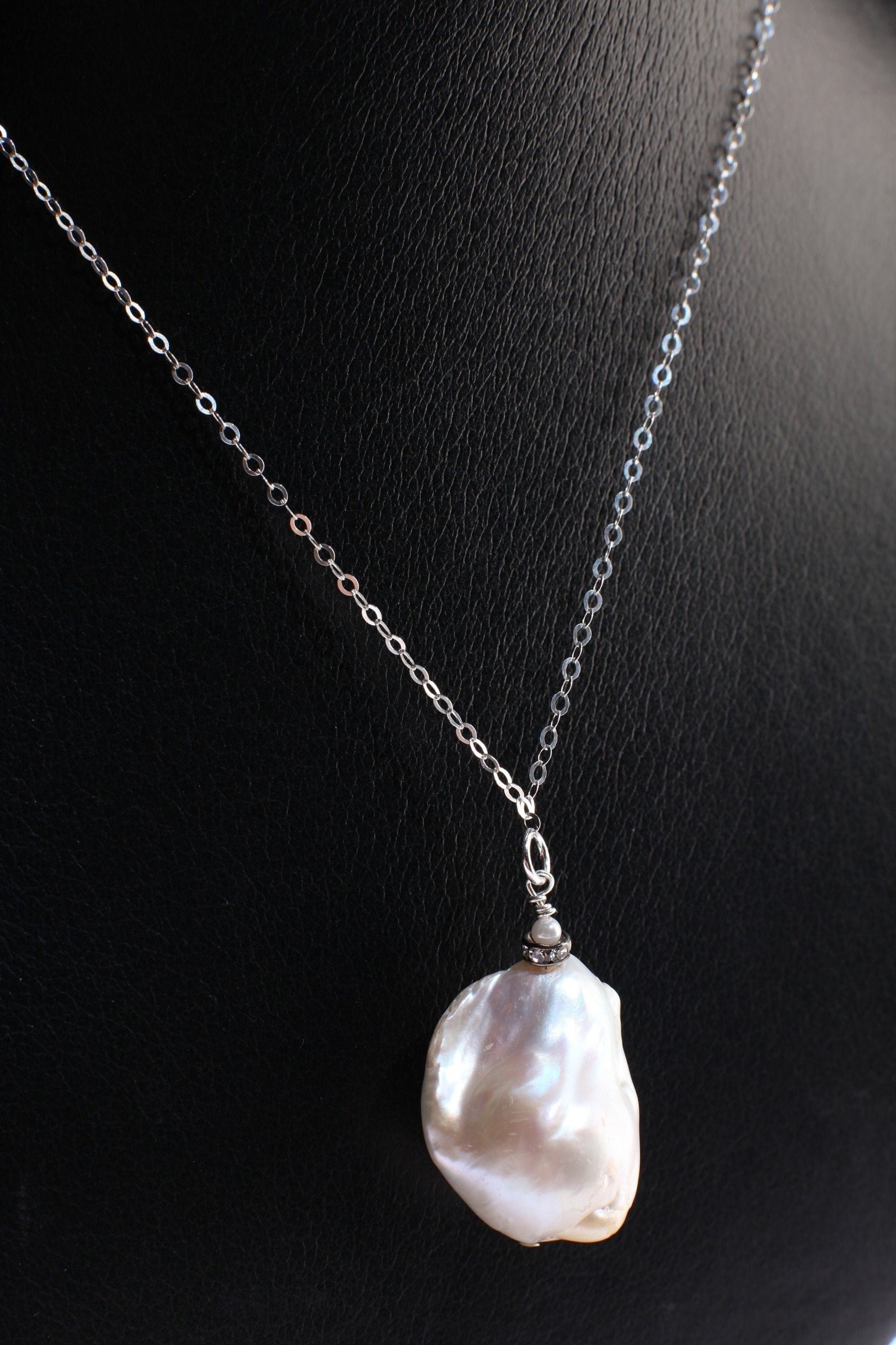 Genuine Freshwater Baroque Pearl with 925 Italian Sterling Silver Necklace