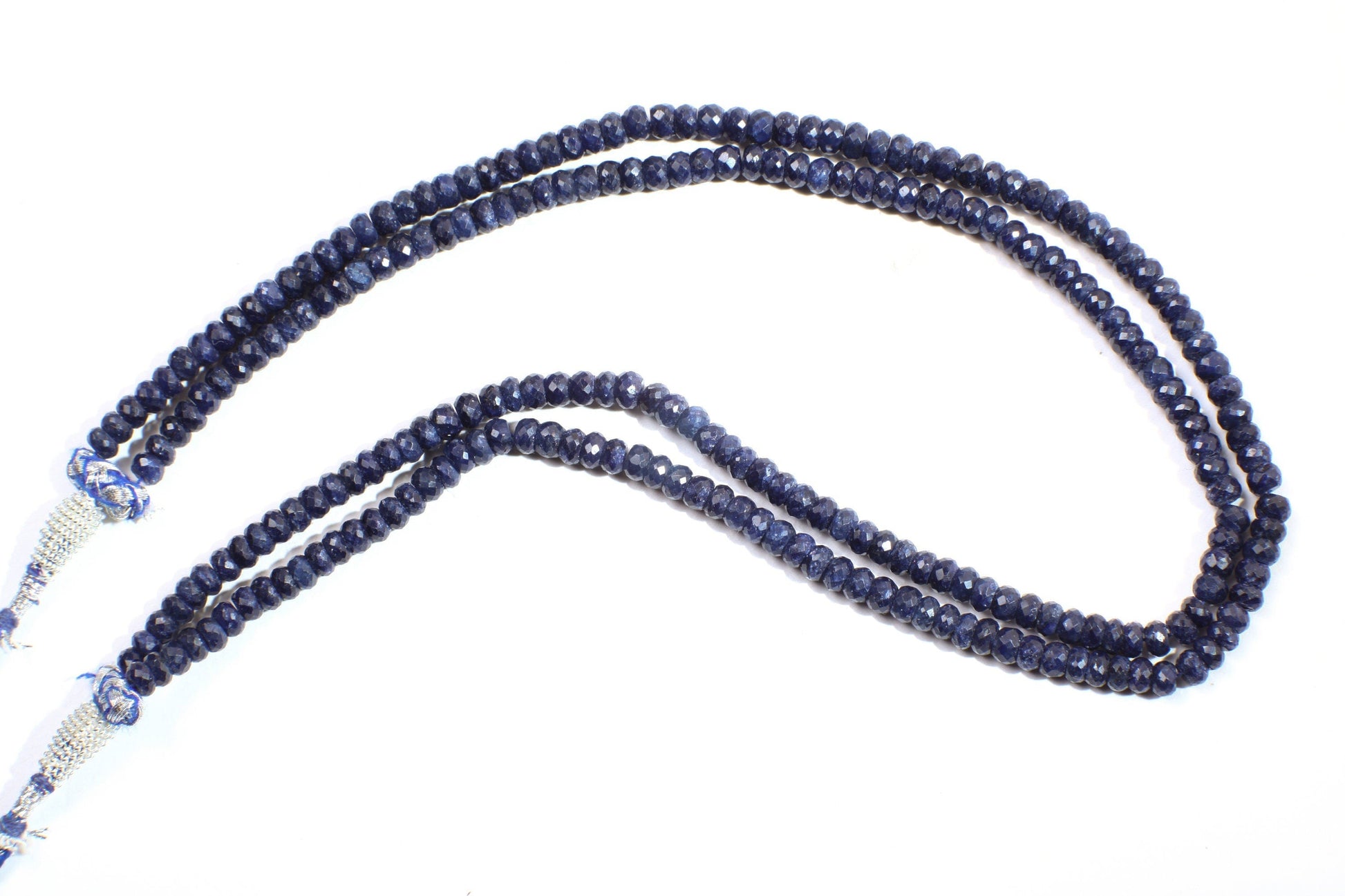 Sapphire Rondelle, Natural Faceted Roundel 4.5-5mm Adjustable Blue Sapphire Gemstone Statement Necklace 16.5&quot;