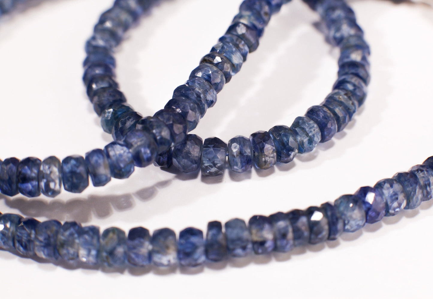 Natural Blue Kyanite, AAA quality Blue Kyanite Faceted 4-4.5mm large Roundel, Jewelry Making Gemstone Beads 7", 14" strand