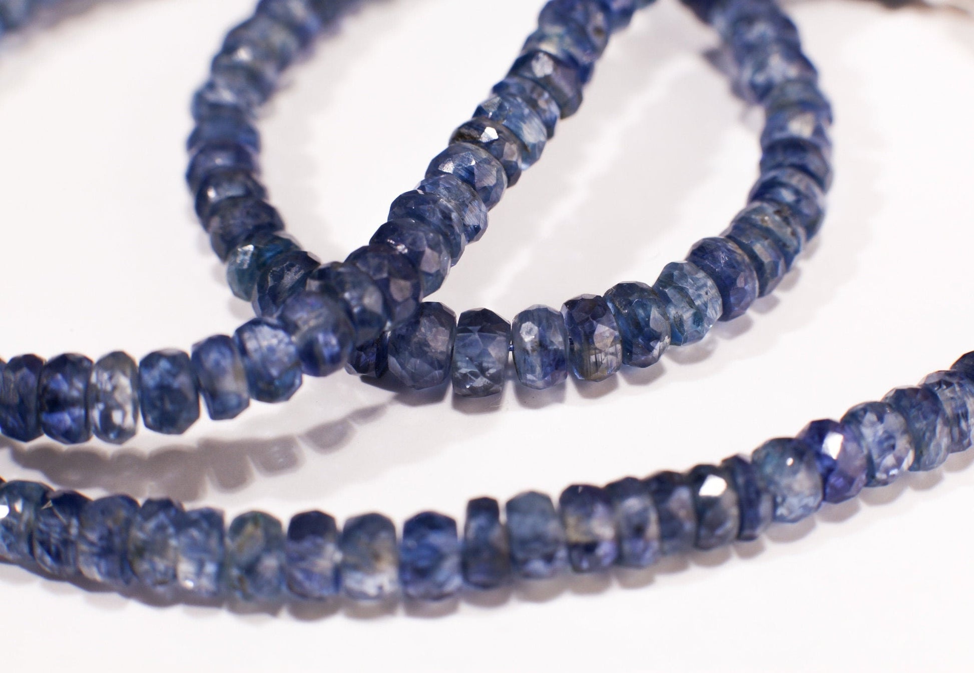 Natural Blue Kyanite, AAA quality Blue Kyanite Faceted 4-4.5mm large Roundel, Jewelry Making Gemstone Beads 7", 14" strand