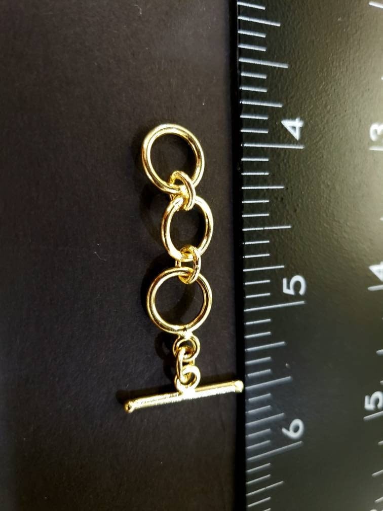 22K Gold Vermeil 925 Sterling Silver Bali Adjustable toggle 3 ring clasp 10mm circle, vintage Handmade clasp ,1 set or bulk