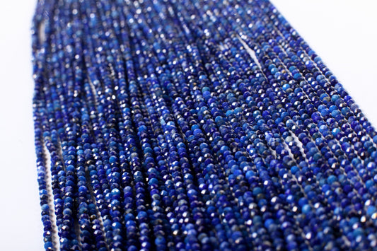 Lapis Lazuli 2mm Faceted Round Beads, Genuine Royal Blue Lapis Micro Faceted Round Beads Jewelry Making 15&quot; Strand