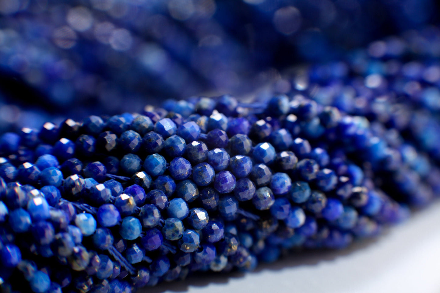 Lapis Lazuli 2mm Faceted Round Beads, Genuine Royal Blue Lapis Micro Faceted Round Beads Jewelry Making 15&quot; Strand